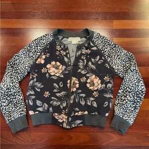 saltwater LUXE Black Bomber Jacket with Peach Floral